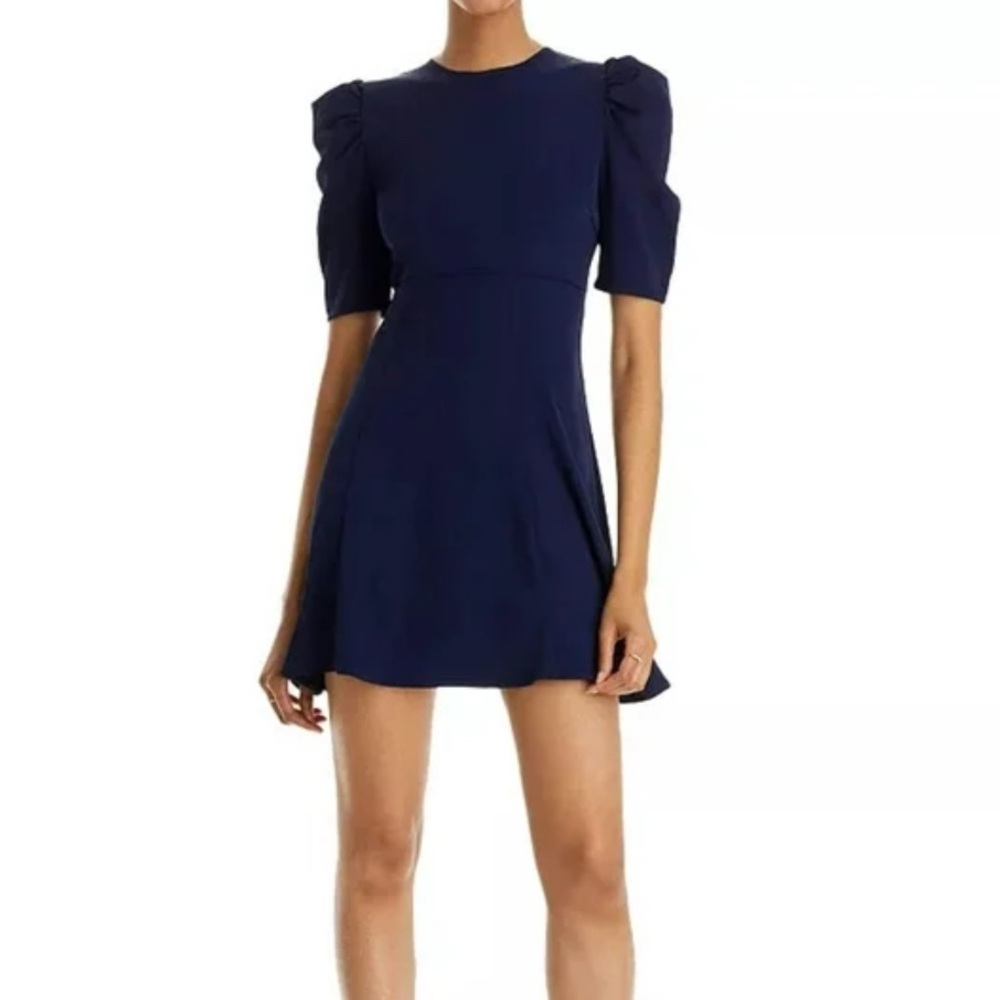 AQUA Navy Ruffle Sleeve A-Line Dress, XS, NWT